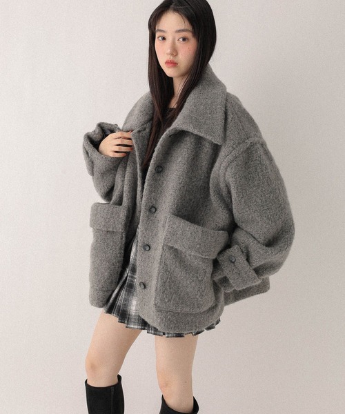 Heather（ヘザー）の「ボアシャギーミドルジャケット　611464（その他アウター・レディース・グレー/ベージュ・FREE）」の7枚目の写真
