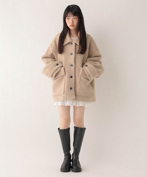 ボアシャギーミドルジャケット 611464（その他アウター）｜Heather