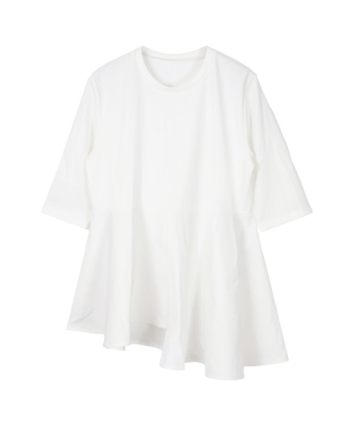 UR'S(ユアーズ)の「ハーフスリーブアシンメトリーフレアトップス(Tシャツ/カットソー・レディース・ブラック/ホワイト・L/M/S)」の9枚目の写真