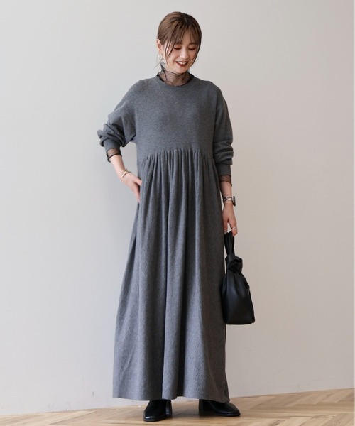 アルチビオ　グレーワンピース WEB限定】バイパチティアードニットワンピース（ワンピース