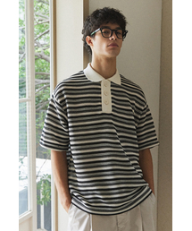 BER DE NOIR（ベールドノワール）の「Weave Stripe Carat Tee (Black)（ポロシャツ・メンズ）」