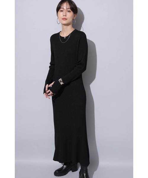 Arpege story ラメニットロングワンピース　 ブラック ラメニットロングワンピース（ワンピース）｜Arpege story