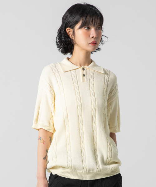 XTONZ（エクストーンズ）の「XTK016 ダッフルディール ねじりニット (クリーム)（ニット/セーター・メンズ・その他・LARGE/MEDIUM）」の4枚目の写真