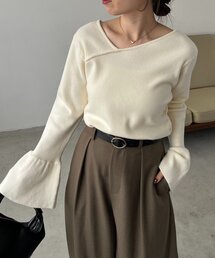 CAPRICIEUX LE'MAGE | フレア袖アシメネックニット(ニット/セーター)