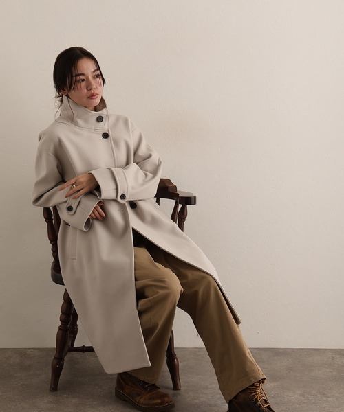 ElegChic(エレグシック)の「フェイクウールコート(モッズコート・レディース・グレー/ブラック/アイボリー/モカ・M/L)」の2枚目の写真
