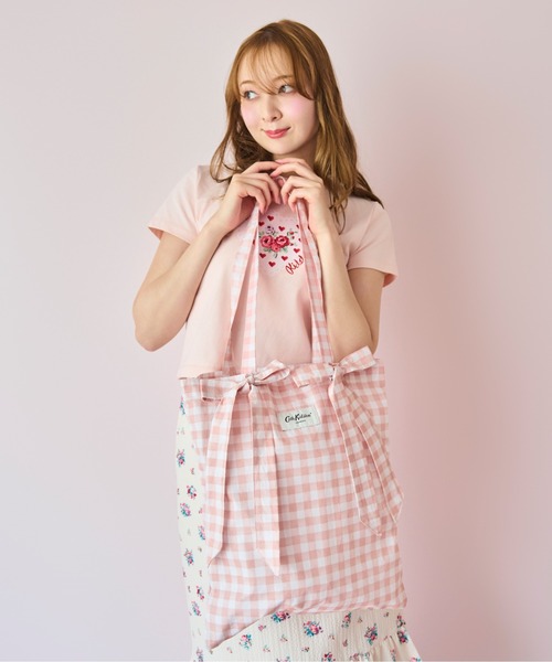 Cath Kidston(キャスキッドソン)の「リボントートバッグ Painted Gingham(トートバッグ・レディース・ピンク・FREE)」の4枚目の写真