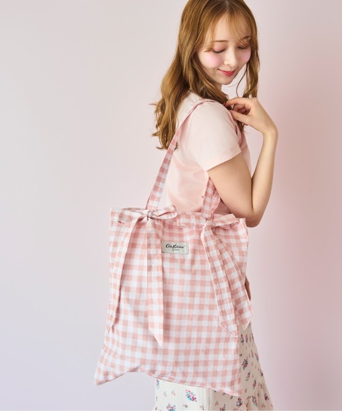Cath Kidston(キャスキッドソン)の「リボントートバッグ Painted Gingham(トートバッグ・レディース・ピンク・FREE)」の2枚目の写真