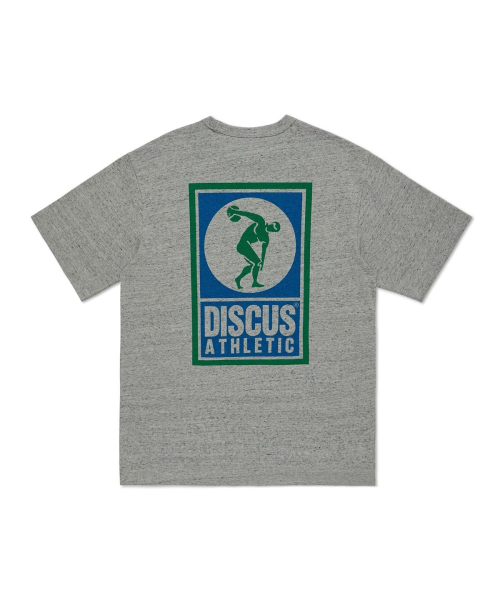 DISCUS ATHLETIC(ディスカス アスレチック)の「スーパー ヘビーウェイト レギュラーフィット ロゴ Tシャツ ヘザーグレー(Tシャツ/カットソー・レディース・その他・MEDIUM/SMALL/LARGE)」の1枚目の写真