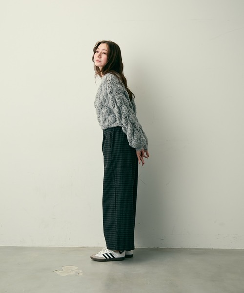 Lunea(ルネア)の「ジャガードショートニット(ニット/セーター・レディース・ピンク/グレー・FREE)」の21枚目の写真