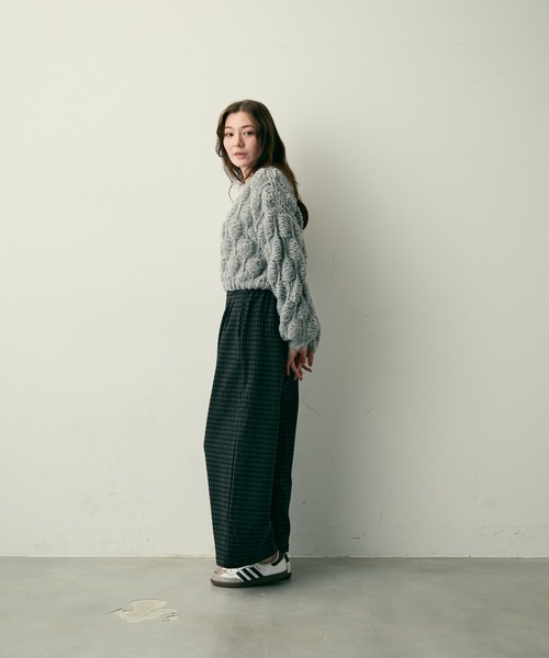 Lunea(ルネア)の「ジャガードショートニット(ニット/セーター・レディース・ピンク/グレー・FREE)」の22枚目の写真