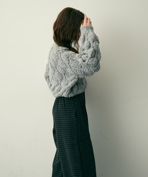 Lunea(ルネア)の「ジャガードショートニット(ニット/セーター・レディース・ピンク/グレー・FREE)」の15枚目の写真