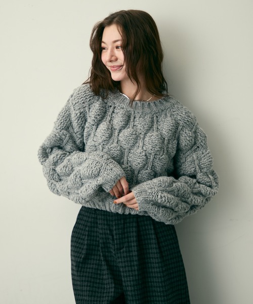 Lunea(ルネア)の「ジャガードショートニット(ニット/セーター・レディース・ピンク/グレー・FREE)」の19枚目の写真