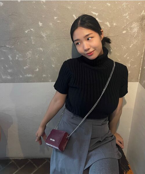 Vivacious(ビバシャス)の「Foy Chain Mini Bag - 7COL(メッセンジャーバッグ・レディース・バーガンディー/ベージュ/ブラウン/グレー/ピンク/シルバー/ブラック・FREE)」の18枚目の写真