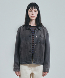 denim shirt jacket 13oz(womens) black