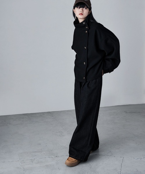 etoll.（エトル）の「スタンドカラーショートコート（ステンカラーコート・レディース・ブラウン/チャコール/ベージュ/ブラック・M/L）」の15枚目の写真