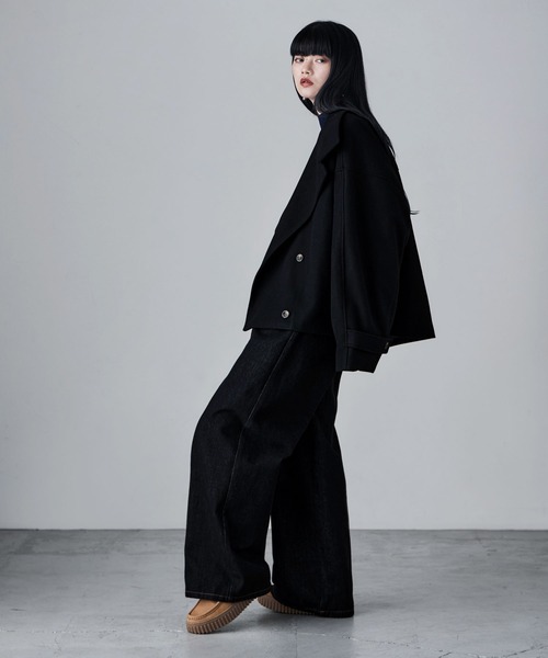 etoll.（エトル）の「スタンドカラーショートコート（ステンカラーコート・レディース・ブラウン/チャコール/ベージュ/ブラック・M/L）」の17枚目の写真