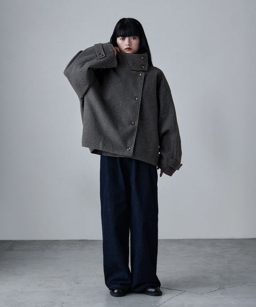 etoll.（エトル）の「スタンドカラーショートコート（ステンカラーコート・レディース・ブラウン/チャコール/ベージュ/ブラック・M/L）」の7枚目の写真