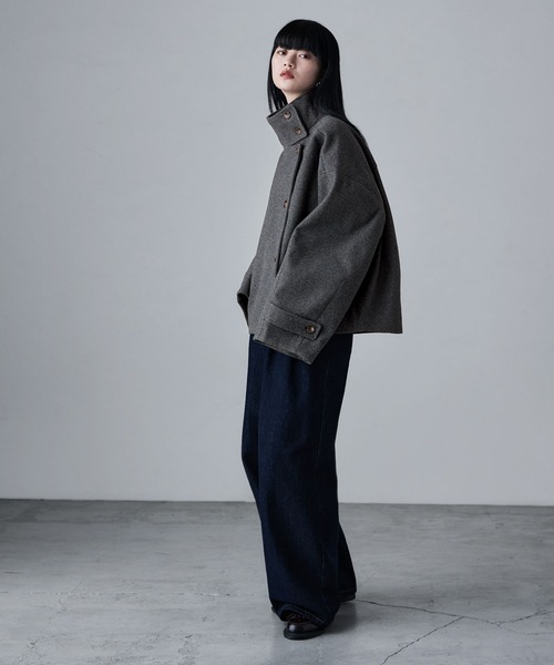 etoll.（エトル）の「スタンドカラーショートコート（ステンカラーコート・レディース・ブラウン/チャコール/ベージュ/ブラック・M/L）」の8枚目の写真