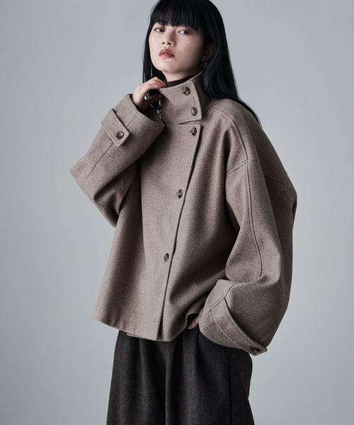 etoll.（エトル）の「スタンドカラーショートコート（ステンカラーコート・レディース・ブラウン/チャコール/ベージュ/ブラック・M/L）」の19枚目の写真