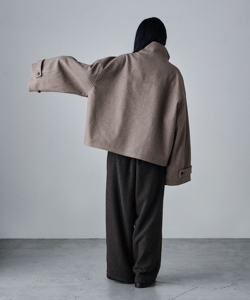 etoll.（エトル）の「スタンドカラーショートコート（ステンカラーコート・レディース・ブラウン/チャコール/ベージュ/ブラック・M/L）」の20枚目の写真