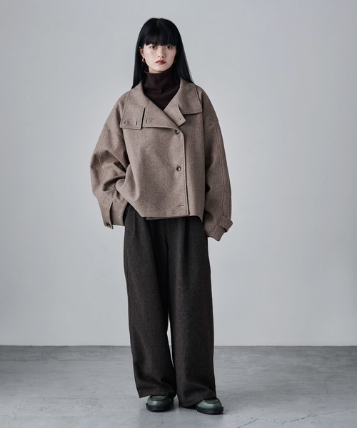 etoll.（エトル）の「スタンドカラーショートコート（ステンカラーコート・レディース・ブラウン/チャコール/ベージュ/ブラック・M/L）」の21枚目の写真