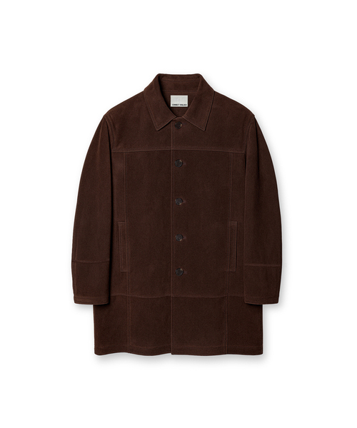 セール】[リアルレザー] 切り替えディテール スウェードカコート