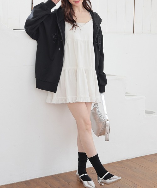 Honeys（ハニーズ）の「ミニティアードワンピース（ワンピース・レディース・ホワイト/ブラック・L/LL/M/S）」の3枚目の写真