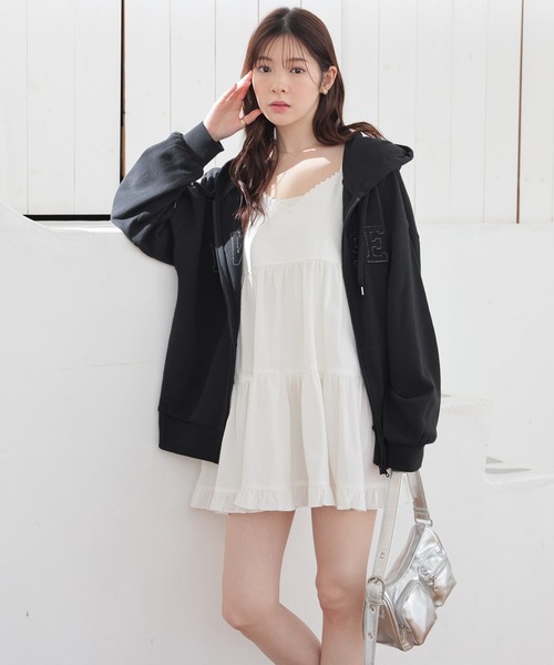 Honeys（ハニーズ）の「ミニティアードワンピース（ワンピース・レディース・ホワイト/ブラック・L/LL/M/S）」の5枚目の写真