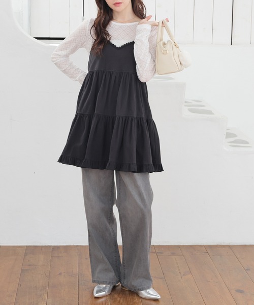 Honeys（ハニーズ）の「ミニティアードワンピース（ワンピース・レディース・ホワイト/ブラック・L/LL/M/S）」の8枚目の写真