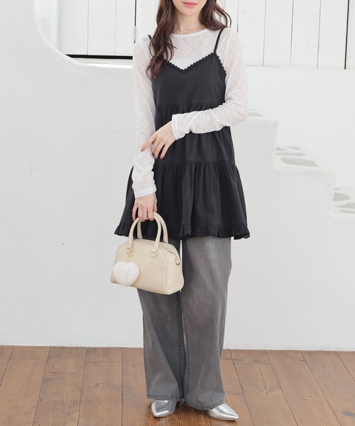 Honeys（ハニーズ）の「ミニティアードワンピース（ワンピース・レディース・ホワイト/ブラック・L/LL/M/S）」の9枚目の写真