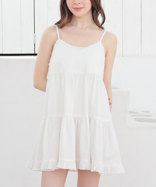 Honeys（ハニーズ）の「ミニティアードワンピース（ワンピース・レディース・ホワイト/ブラック・L/LL/M/S）」の17枚目の写真