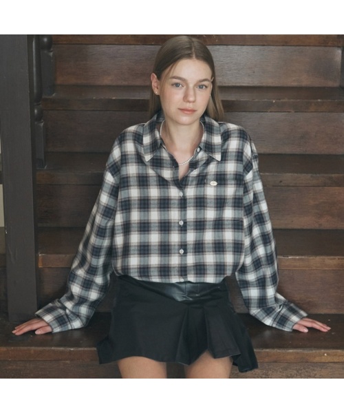 NONLOCAL(ノンローカル)の「Oversize Checked Shirt - Burgundy Navy(シャツ/ブラウス・レディース・バーガンディー・FREE)」の1枚目の写真