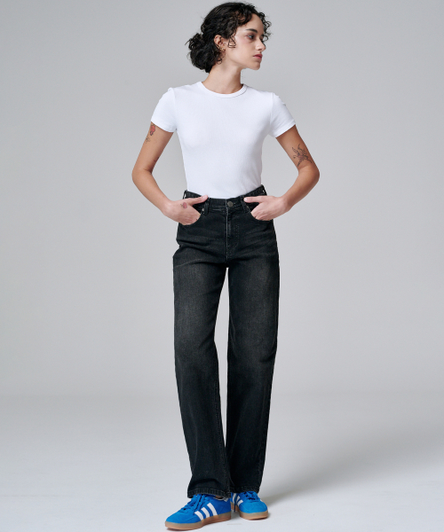 MALOUPE(マロップ)の「9126 ワイドウォッシングデニムパンツ (ブラック)(デニムパンツ・レディース・ブラック・26/28/30)」の9枚目の写真