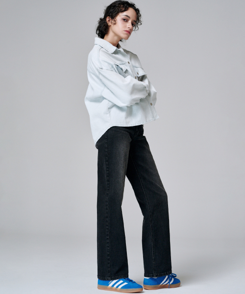MALOUPE(マロップ)の「9126 ワイドウォッシングデニムパンツ (ブラック)(デニムパンツ・レディース・ブラック・26/28/30)」の6枚目の写真