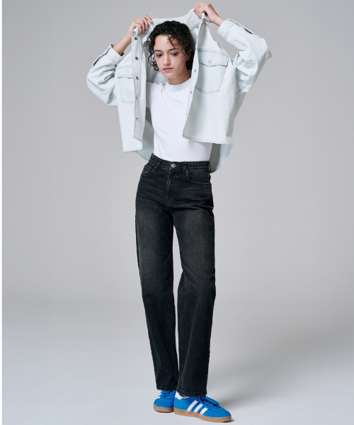 MALOUPE(マロップ)の「9126 ワイドウォッシングデニムパンツ (ブラック)(デニムパンツ・レディース・ブラック・26/28/30)」の5枚目の写真