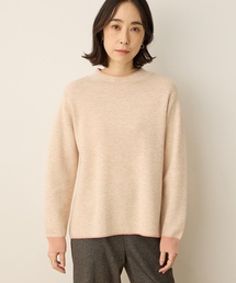 ダブルフェイス配色ニットプルオーバー【洗える・大きいサイズあり】