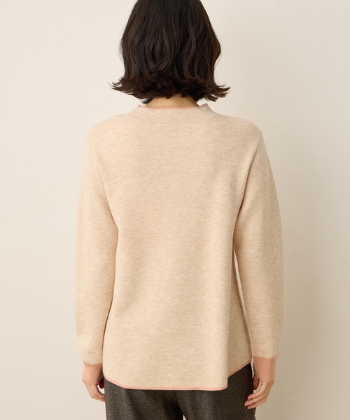 DECOY SINCE 1981(デコイシンスイチキュウハチイチ)の「ダブルフェイス配色ニットプルオーバー【洗える・大きいサイズあり】(ニット/セーター・レディース・サックスブルー/グレー/ベージュ・M/L/LL/3L/4L)」の6枚目の写真