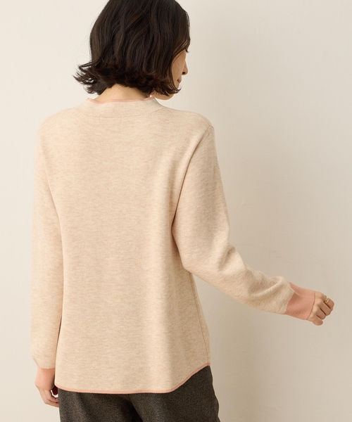 DECOY SINCE 1981(デコイシンスイチキュウハチイチ)の「ダブルフェイス配色ニットプルオーバー【洗える・大きいサイズあり】(ニット/セーター・レディース・サックスブルー/グレー/ベージュ・M/L/LL/3L/4L)」の7枚目の写真