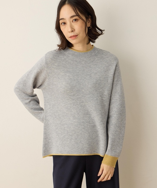 DECOY SINCE 1981(デコイシンスイチキュウハチイチ)の「ダブルフェイス配色ニットプルオーバー【洗える・大きいサイズあり】(ニット/セーター・レディース・サックスブルー/グレー/ベージュ・M/L/LL/3L/4L)」の9枚目の写真