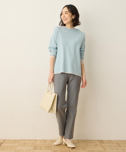 DECOY SINCE 1981(デコイシンスイチキュウハチイチ)の「ダブルフェイス配色ニットプルオーバー【洗える・大きいサイズあり】(ニット/セーター・レディース・サックスブルー/グレー/ベージュ・M/L/LL/3L/4L)」の12枚目の写真