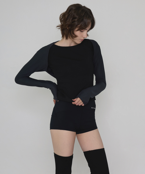 DEVIWEAR(デヴィウェア)の「レディース ヨガウェア DEVI-T0064-チャコール ピラティス ボレロカバーT(カーディガン/ボレロ・レディース・その他・FREE)」の5枚目の写真