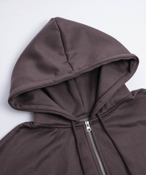 AMELY(エミリー)の「裏起毛 ドロスト ショート ジップアップ パーカー(パーカー・レディース・ブラック/オートミール/ブラウン/グレー・フリー)」の8枚目の写真