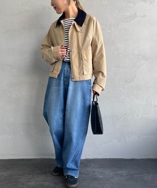 DANTON（ダントン）の「[DANTON/ダントン] ショート丈 ナイロンカバーオールジャケット（カバーオール・レディース・サンドベージュ/チャコールグレー・38）」の4枚目の写真