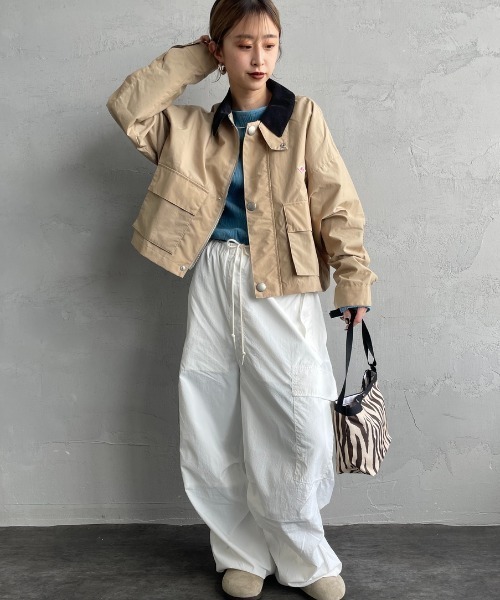 DANTON（ダントン）の「[DANTON/ダントン] ショート丈 ナイロンカバーオールジャケット（カバーオール・レディース・サンドベージュ/チャコールグレー・38）」の6枚目の写真