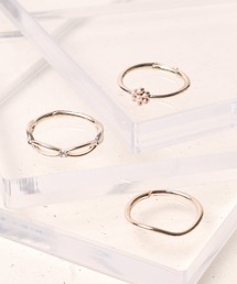 Flowering（フラワーリング）の「【3個セット】パール/一粒ビジュー/リボン/スター/フラワー/セットリング/サイズ調整可能（リング）」