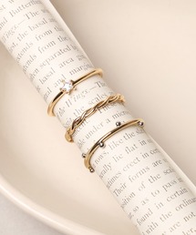 Flowering（フラワーリング）の「【3個セット】パール/一粒ビジュー/リボン/スター/フラワー/セットリング/サイズ調整可能（リング）」