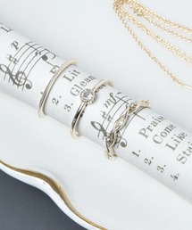 Flowering（フラワーリング）の「【3個セット】パール/一粒ビジュー/リボン/スター/フラワー/セットリング/サイズ調整可能（リング）」