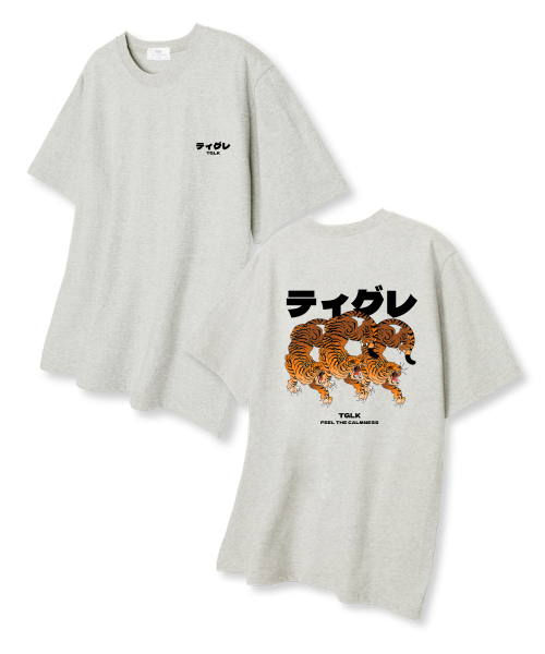 TI.GLAKE(ティーグレイク)の「スリータイガー オーバーサイズ 半袖Tシャツ オートミール(Tシャツ/カットソー・レディース・その他・LARGE/X-LARGE/XX-LARGE)」の1枚目の写真