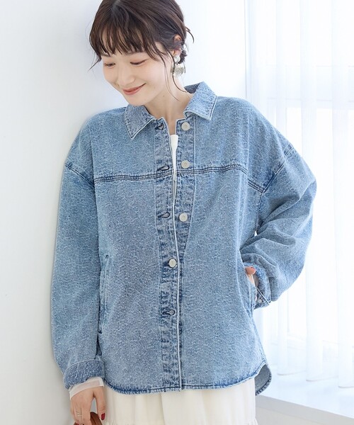coen（コーエン）の「ナッピングデニムシャツジャケット（デニムジャケット・レディース・コバルトブルー/ナチュラル・FREE）」の2枚目の写真