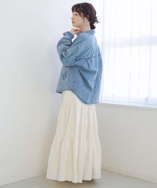 coen（コーエン）の「ナッピングデニムシャツジャケット（デニムジャケット・レディース・コバルトブルー/ナチュラル・FREE）」の4枚目の写真